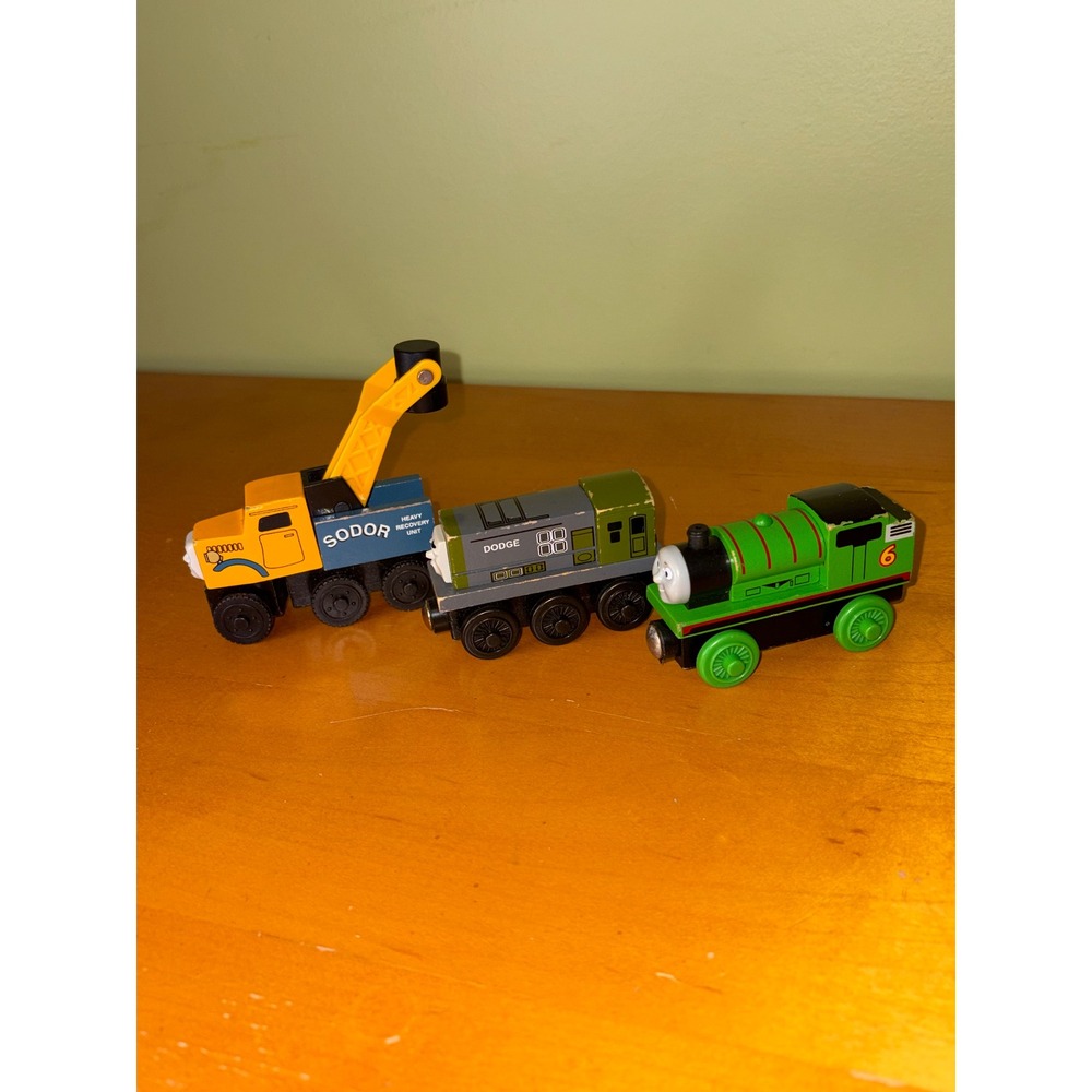 Thomas & Friends Wooden Railway Percy Butch Dodge Train Lot 3pc Sodor Magnetic